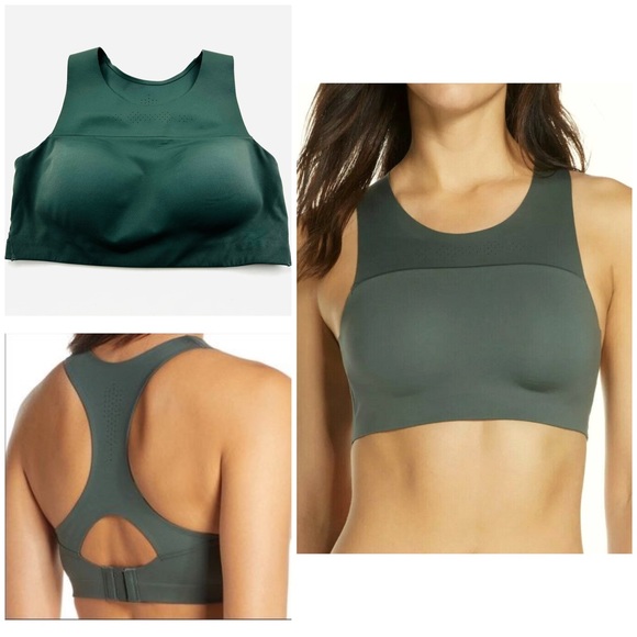 Chantelle Other - Chantelle High Neck Wireless Molded Cups Ventilation Sports Bra Dark Green